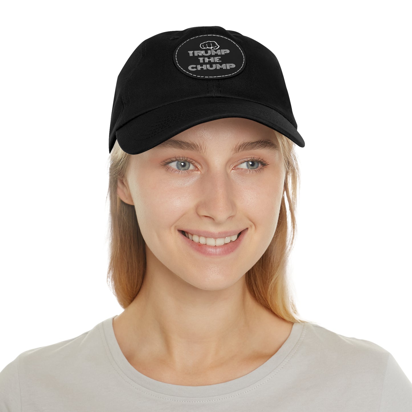 Trump The Chump Hat with Leather Patch (Round)